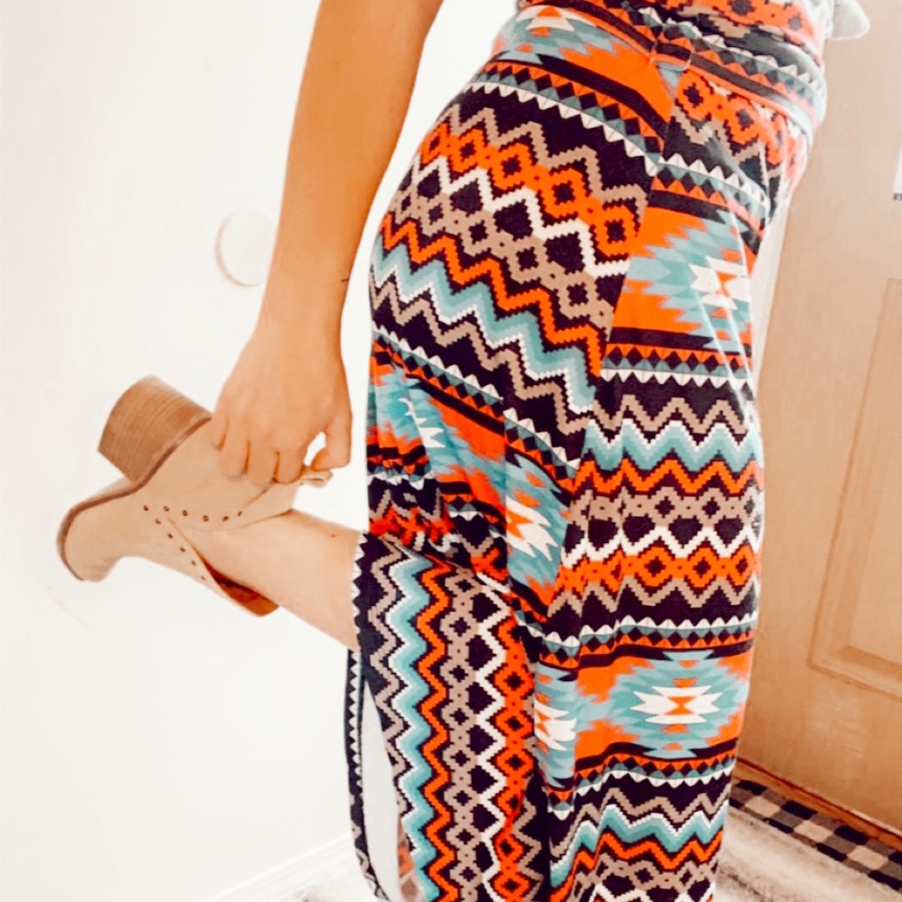 western patterned maxi skirt